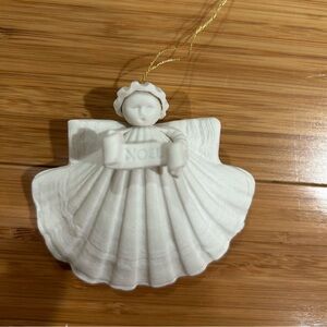 1992 Vintage MARGARET FURLONG Christmas NOEL ANGEL Shell Bisque Ornament